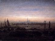 Caspar David Friedrich Greifswald in Moonlight oil